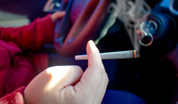 Person With Cannabis Joint Smoking And Driving